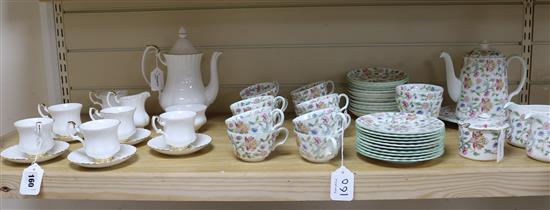 A Minton Haddon Hall part tea and coffee set and a Royal Albert Val dOr coffee service,